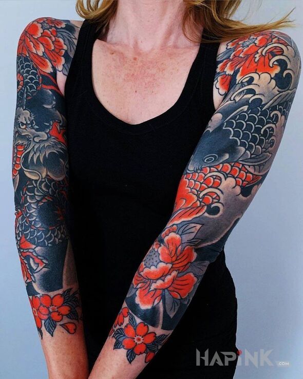 Tattoo Dwa rękawy po japońsku in sleeves motif and japanese / irezumi style on the forearm