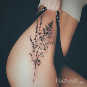 Tattoo Flowers on the leg motif: flowers style: graphic / illustrative