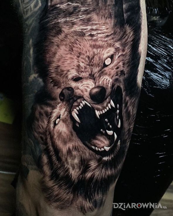 Tatuaż wilki w motywie 3D i stylu realistyczne na ramieniu