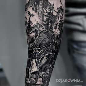Tatuaż Motocross na przedramieniu motyw: 3D styl: realistyczne