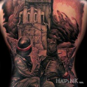 Tattoo Patroitic on the back motif: patriotic