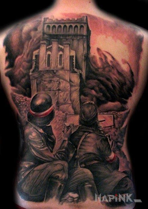 Tattoo Patroityczny in patriotic motif on the back