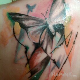 Tattoo Butterfly on the shoulder blades motif: butterflies
