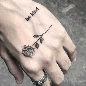 Tattoo Be nice on the hand motif: flowers style: graphic / illustrative