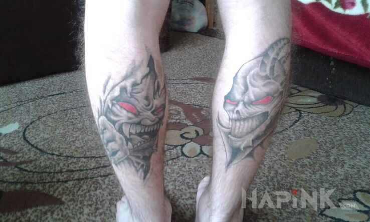 Tattoo Dwa gryzonie... in demons motif on the calf