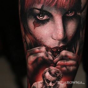 Tatuaż Harley Quinn na przedramieniu motyw: postacie