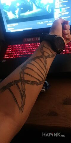 Tattoo Hobby MTB in black and gray motif and graphic / illustrative style on the forearm