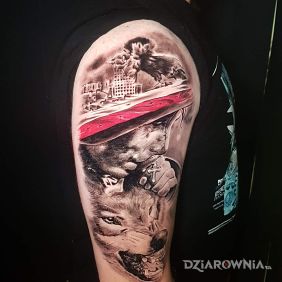 Tatuaż Patriotyczny na ramieniu motyw: postacie styl: realistyczne