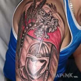 Tattoo Hussars on the upper arm motif: black and gray style: graphic / illustrative