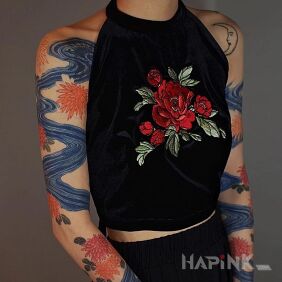 Tattoo Japanese stream on the upper arm motif: flowers style: japanese / irezumi