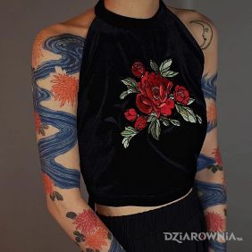 Tatuaż Japoński potok na ramieniu motyw: rękawy styl: japońskie / irezumi