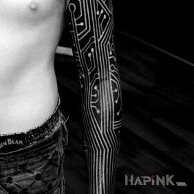 Tattoo Motherboard layout :) on the upper arm motif: other style: blackwork / blackout