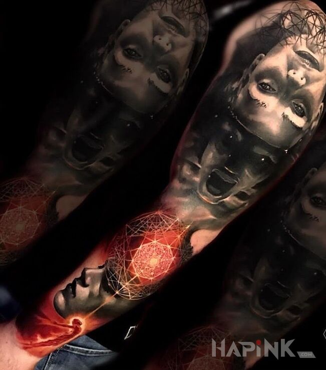 Tattoo Masz coś lepszego? in 3D motif and realistic style on the forearm