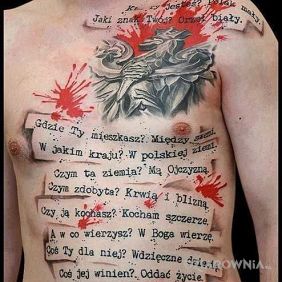Tatuaż Wierszyk patriotyczny na brzuchu motyw: patriotyczne