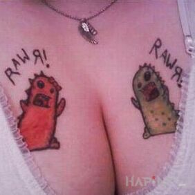 Tattoo Monsters on the breast motif: characters style: graphic / illustrative