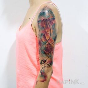 Tattoo Jellyfish on the upper arm motif: animals style: Watercolor