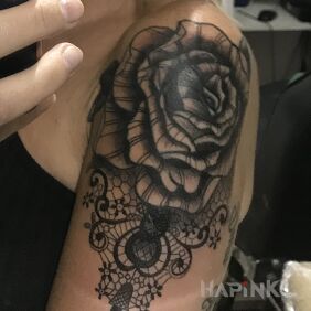 Tattoo Cover up on the upper arm motif: ornaments style: graphic / illustrative