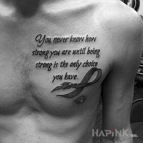 Tattoo You don't know how strong you are on the chest motif: lettering style: calligraphy