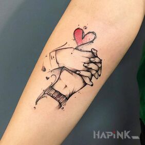 Tattoo Handles on the forearm motif: black and gray style: graphic / illustrative