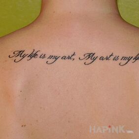 Tattoo Life truths on the back motif: lettering