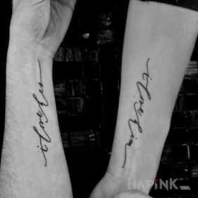 Tattoo Love on the forearm motif: Love