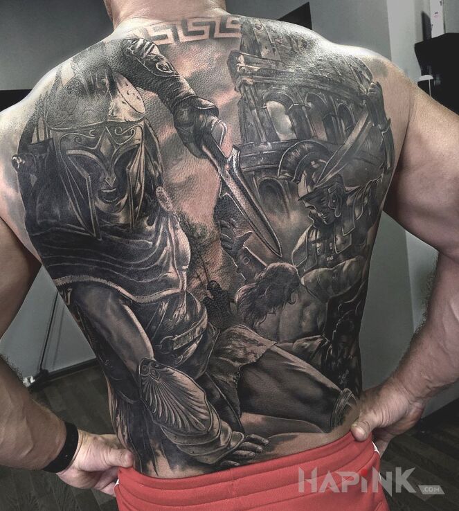 Tattoo Legioniści in 3D motif and realistic style on the back