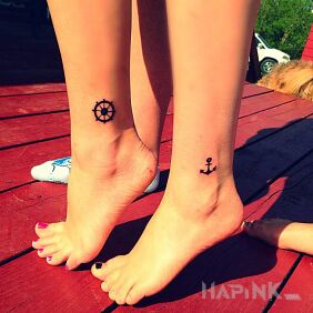 Tattoo Friends near the ankle motif: Love style: minimalistic