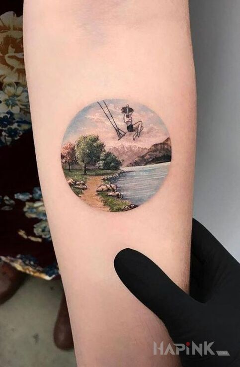 Tattoo Skok do wody in other motif and graphic / illustrative style on the forearm