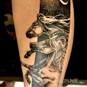 Tattoo Dream microrealism on the calf motif: animals style: dotwork