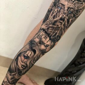 Tattoo Firecracker on the leg motif: objects style: realistic