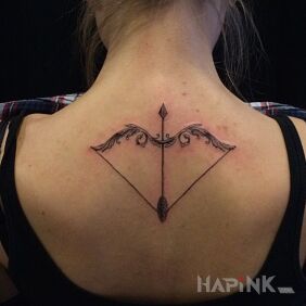 Tattoo Bow and arrow on the back motif: objects style: graphic / illustrative