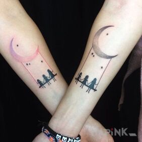 Tattoo Family tattoo on the forearm motif: black and gray style: graphic / illustrative