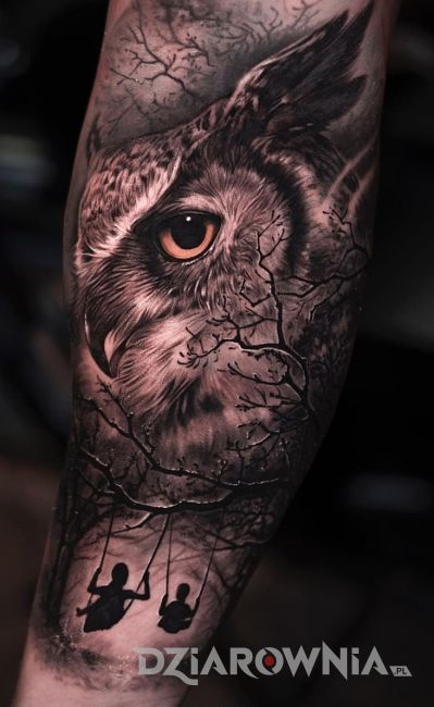 sowa na tatuażu