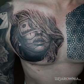 Tatuaż Twarz na klatce motyw: twarze styl: chicano