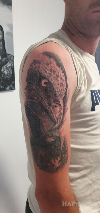 Tattoo Orzeł in animals motif and realistic style on the upper arm