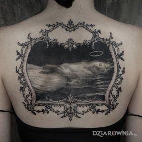 Tatuaż Niewiasta w ramie na plecach motyw: mroczne styl: graficzne / ilustracyjne