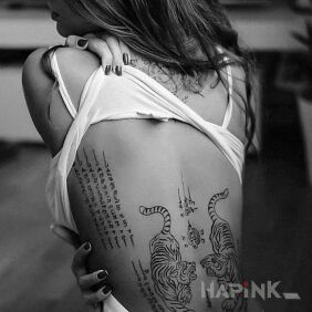 Tattoo Thai tigers on the back motif: animals style: graphic / illustrative