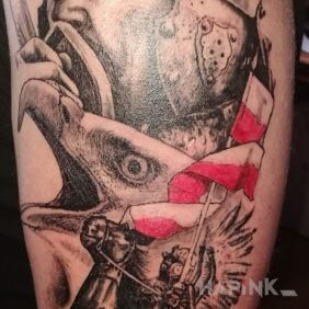 Tattoo 2017 on the upper arm motif: black and gray