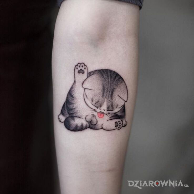 Tatuaż Kotecek w motywie zwierzęta i stylu graficzne / ilustracyjne na przedramieniu