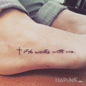 Tattoo Quote about God on the foot motif: religious