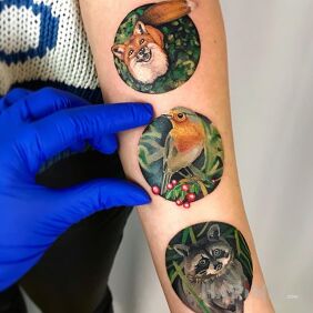 Tattoo 3 pets on the forearm motif: animals style: graphic / illustrative