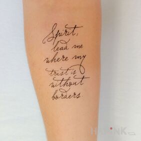 Tattoo Boundless trust on the forearm motif: lettering