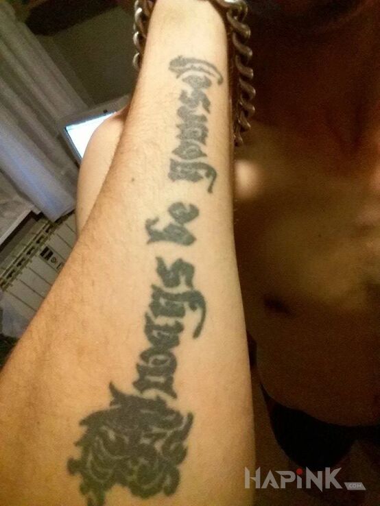 Tattoo Always be yourself in lettering motif on the forearm