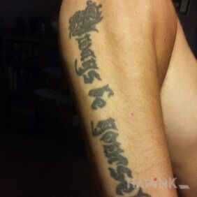 Tattoo Always be yourself on the forearm motif: lettering