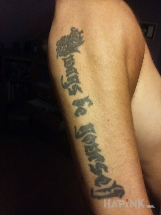 Tattoo Always be yourself in lettering motif on the forearm