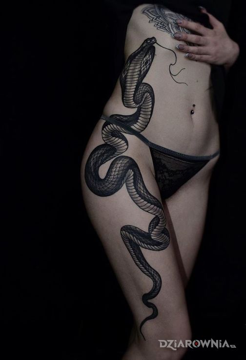 Tatuaż kobra w motywie zwierzęta i stylu realistyczne na żebrach
