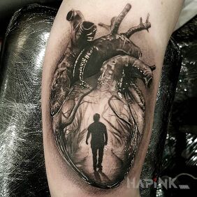 Tattoo Heart on the forearm motif: 3D