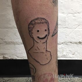 Tattoo Smile :) on the leg motif: faces style: contour / linework