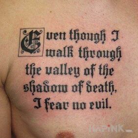 Tattoo Quote on the chest motif: lettering