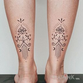 Tattoo Beautiful designs on the calf motif: ornaments style: minimalistic